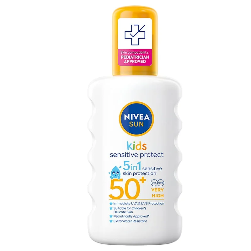 NIVEA Kids / Børn Sensitive Protect Sun Spray SPF 50 200 ml, Hudpleje, Solcreme, Solcreme Til Ansigtet