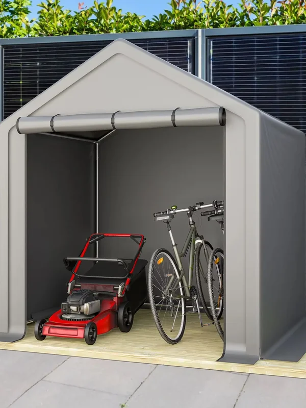AliExpress - 190x170x200cm Garden Storage Shed, Waterproof Bike Garage & Tool Tent. Heavy Duty Storage Shelter for Backyard, Dark Grey.