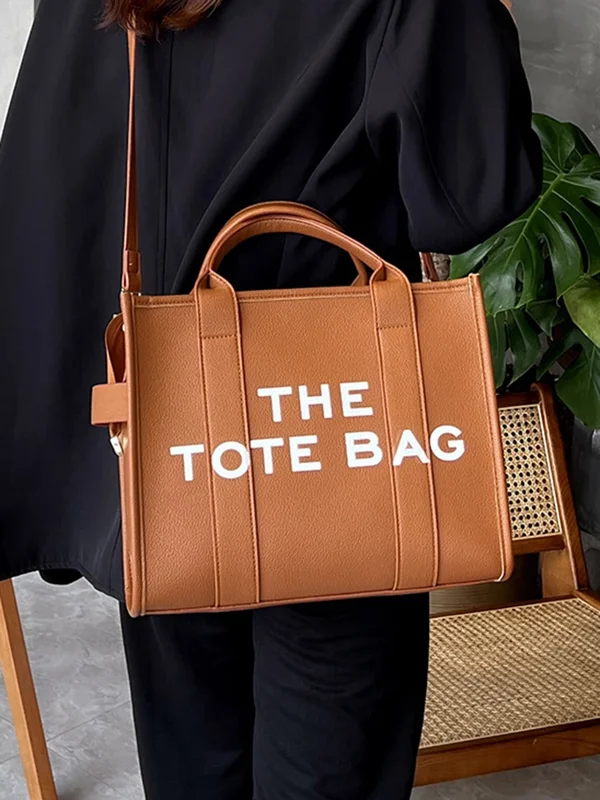 AliExpress - Nouveau sac fourre-tout tendance pour femme, sac à main simple en PU avec lettres, sac bandoulière décontracté grande capacité, sac 