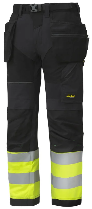 Snickers Workwear 6931 FlexiWork Työhousut huomioväri, keltainen/musta Huomioväri, Keltainen/Musta, Vaatteet