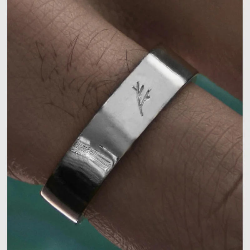 Adrian 925 Sterling Zilveren Ring met Plat Oppervlak voor mannen