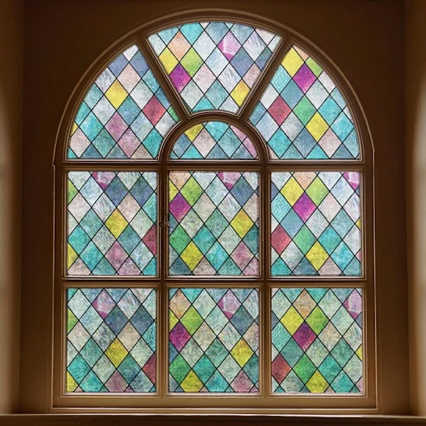 Färgat glas insynsskydd, fönsterfilm för insynsskydd, färgglad gallerfärg, regnbågsglasdekaler för hemmet