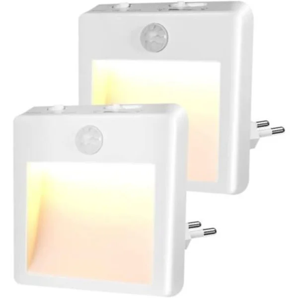 Plug-in nattlampe - Nattlampe for barn med bevegelsessensor - Justerbar lysstyrke, LED-nattlampe (varm/kaldhvit - justerbar), Plu (FMY)