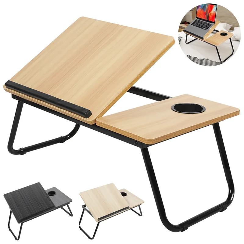 AliExpress - Klappbarer Schreibtisch, Laptop-Tisch für Bett und Sofa, Laptop-Schreibtisch, 5-stufige Höhenverstellung mit Getränkehalter, 