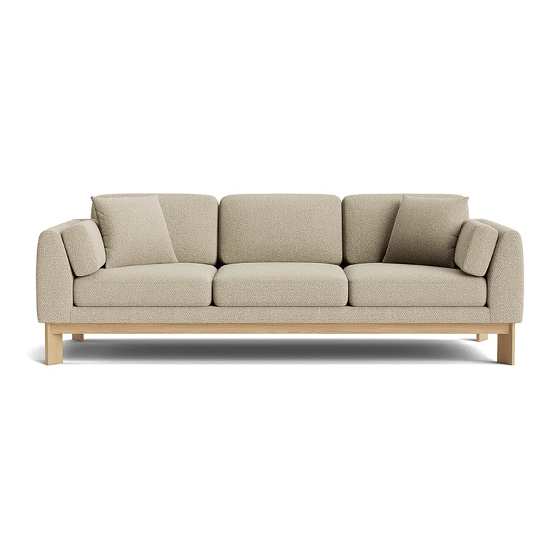 Nordica 3-Sitzer-Sofa in Nordic Dunkelbeige, skandinavisches Design mit elegantem Holzrahmen, bequeme Polsterung, inklusive Zierkissen, 81cm