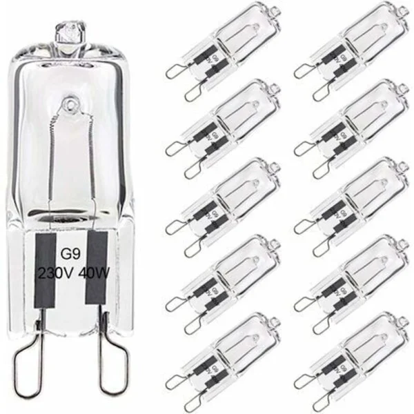 SVKBJROY G9 40W Oven Lamp 300°C Tolerance, G9 Dimmable Halogen Bulb Warm White, G9 Capsule Filament Bulbs 480LM 230V 10-pack