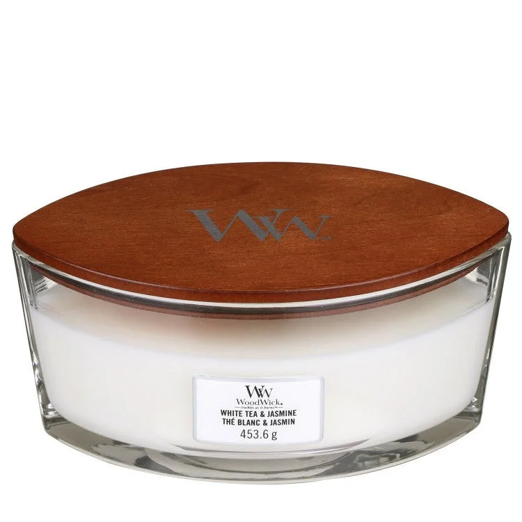 Woodwick Ellipse Candles White Tea & Jasmine 453,6gr - Candela Profumata