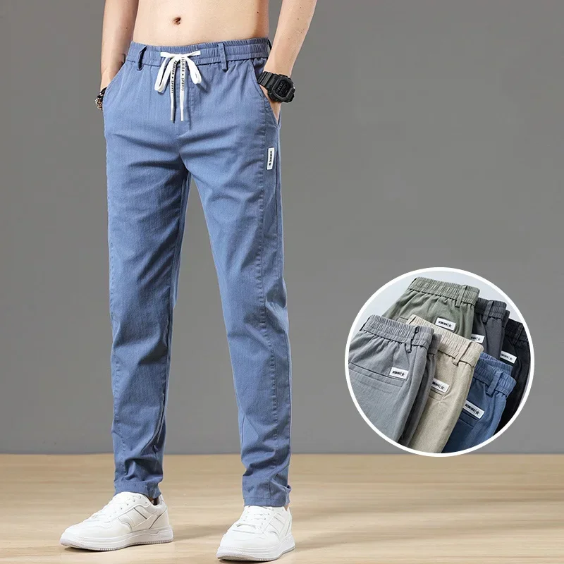 AliExpress - 6 farben Sommer männer Klassische Baumwolle Einfarbig Mode Business Casual Hosen Elastische Taille Koreanische Mode Männer Kleidung 28-38