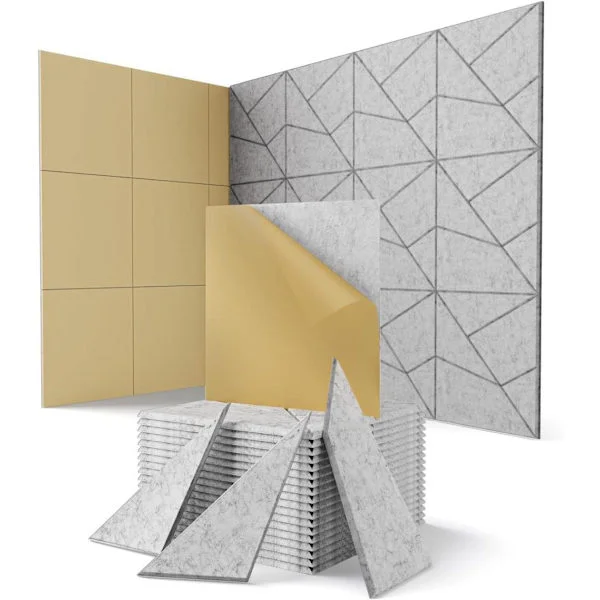 Ljudabsorbent Akustikpanel 12-pack 30x30cm Självhäftande Väggabsorbenter för Studio & Kontor_TF_TF Grå 12st 30x30cm