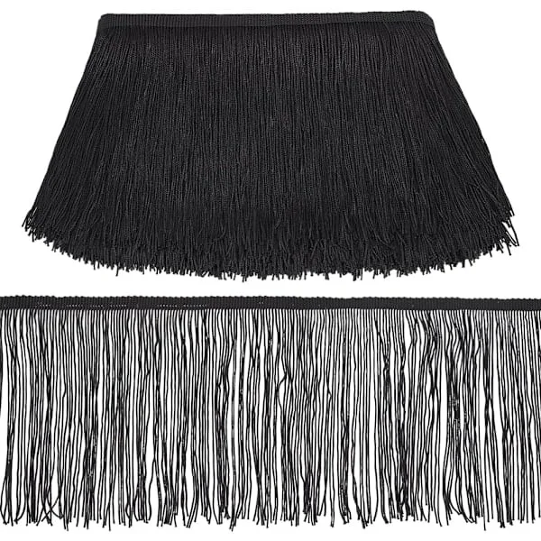 9 m of 15 cm Fringe Trim Lace Tassel Black Chain Thread Trim Ribbon for Latin Dance Dress DIY Clothing Embellishment Lampshade
