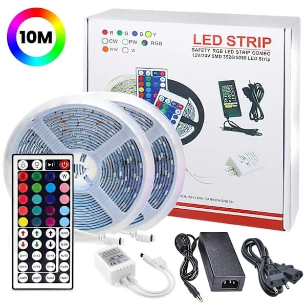 10 Meter - LED-slinga med RGB / Ljusslinga / LED multifärg
