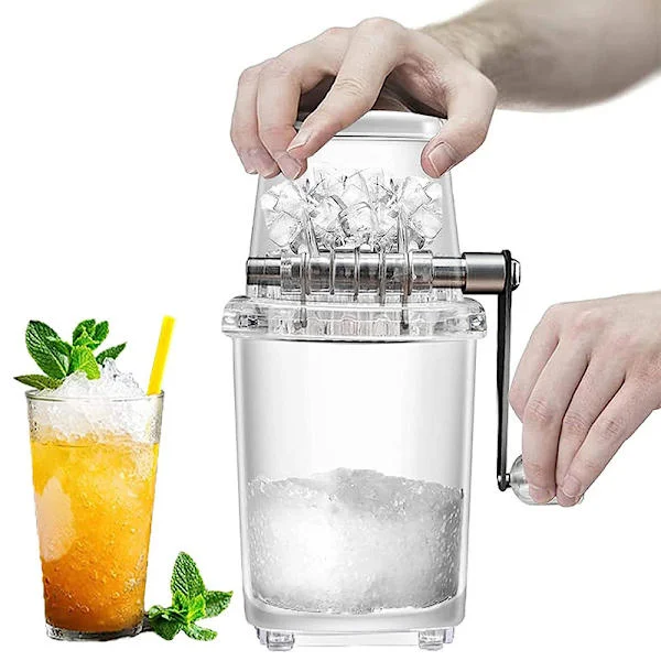 Manuel isknuser - roterende isknuser til cocktails, slush-maskine, isknuser til smoothies, isknuser til hjemmet, 1,25 l (gennemsigtig)