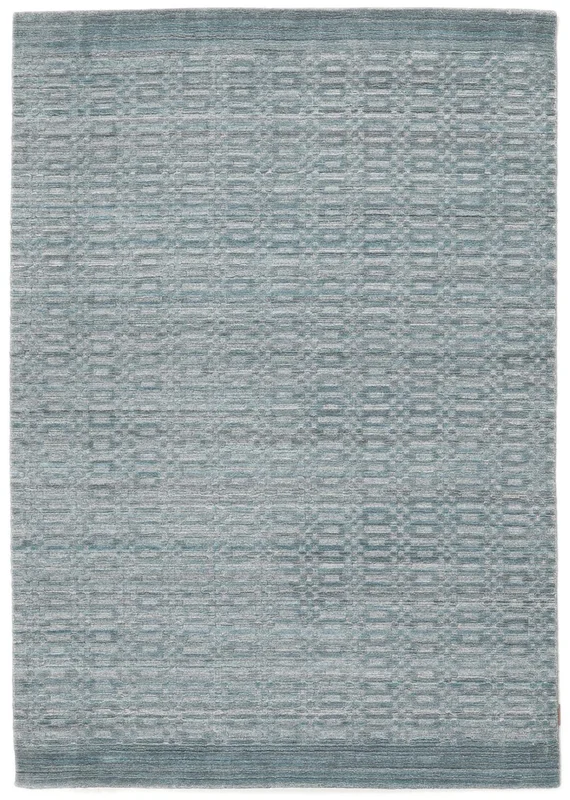 Plain (Single Colored) Mosaic Border Teal Rug