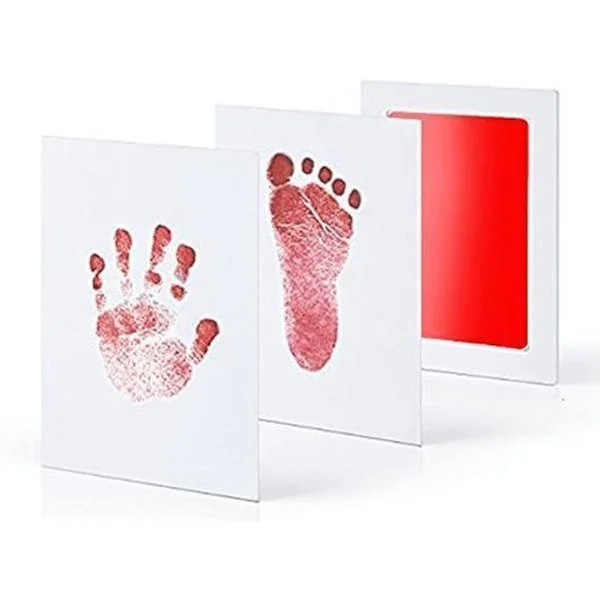 2 DELAR | Rött bläck | Babyhandavtryck | Babyfotavtryck | Babyshower | Mamma-present | Lätt att rengöra | Alternativ till gipsavgjutning