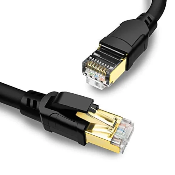 Yauhody Ethernet-kabel Cat 8 30m, 40Gbps 2000MHz Ultra High Speed, dubbelskärmad S/FTP, guldpläterade RJ45-kontakter Nätverkskabel, Cat7/Cat Svart