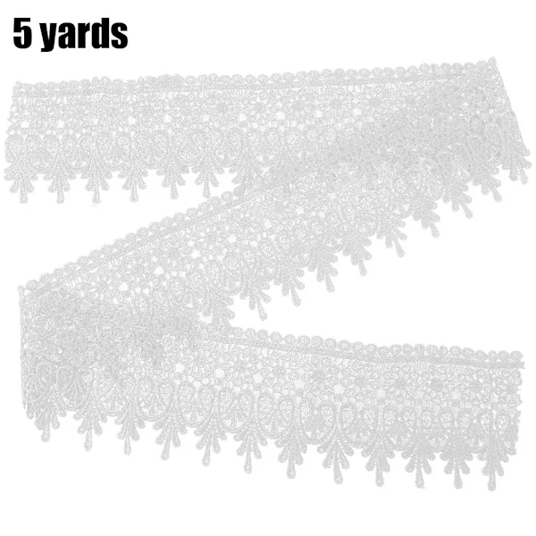 5 Yards Polyester Garn Trim Band Hantverk DIY Sömnadstillbehör Kläddekoration (Vit)