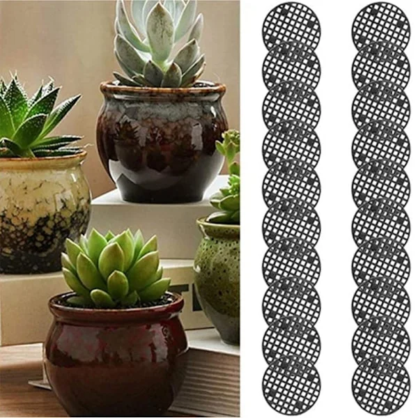 50 mesh måtter til 4,5 cm potter, vandtætte gitter, pottebundsgitter, plastkeramik pottegitter, runde afstandsstykker