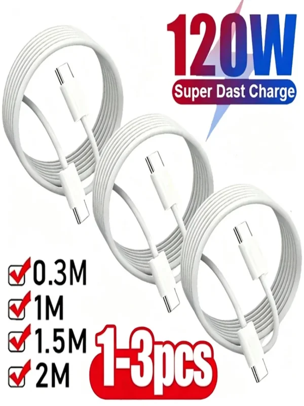 AliExpress - 1-3 Câbles de Charge Rapide USB-C vers USB-C 120W PD pour Apple iPhone 17 Pro Max 16 15 Plus 14 13 12 11 X XS Type C