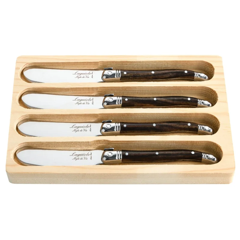 Laguiole style de vie Laguiole Premium Line smörkniv 4-pack, mörkbrun | Dukning & Servering > Smörknivar > Smörkniv | Bagaren och Kocken