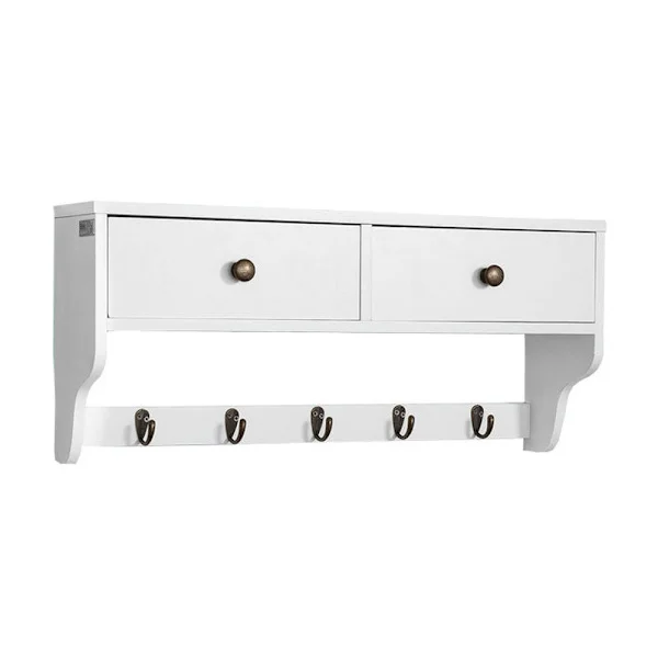 SoBuy Vægmonteret knagerække med 1 hylde i hvid 60x14.5x26.7cm, moderne FRG178-W