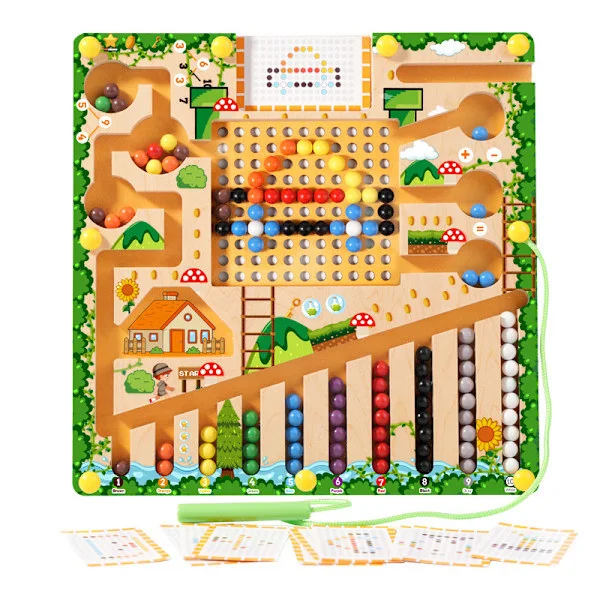 Magnetic Labyrinth 4 in 1 - Montessori Magnetic Board with Magnetic Color and Number Labyrinth, Educational Toy for Fine Motor Skills