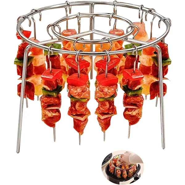 Ronde Airfryer Grill - RVS - Airfryer-stativ - Airfryer-tilbehør - For Airfryer-baking og matlaging - Rundt stativ for airfryer - 16*10 cm