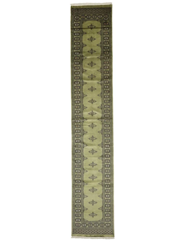 Annodato A Mano Pakistan Bukara 2Ply Tappeto 78X420 Verde Scuro/Giallo Scuro