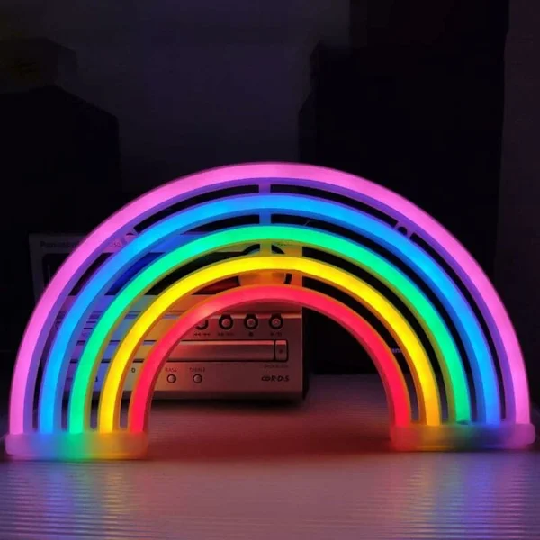 Regnbåge Nattlampa Neon Skylt, Batteridriven eller USB-driven, Väggdekor, Julklapp, Hemfest