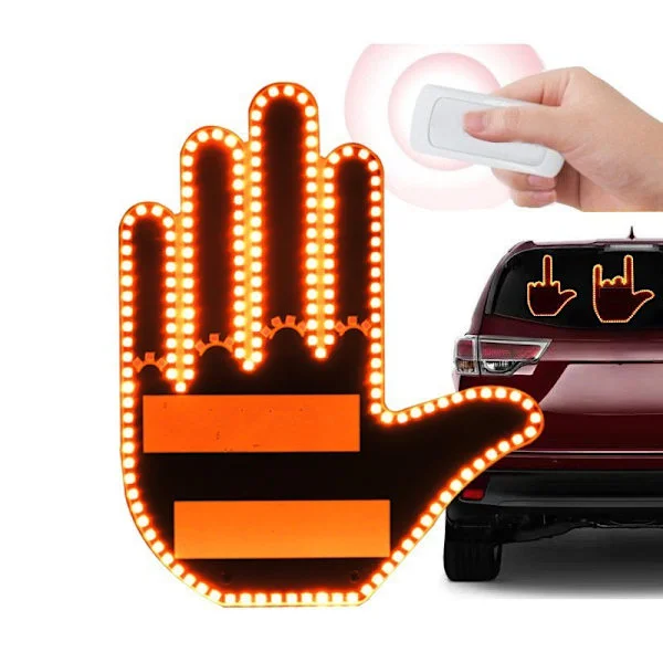 Sjove Håndbevægelser Lamper - Sjove LED-skiltebelysninger til Bagrude med Fjernbetjening, Finger LED-lamper til Bil. Model B-FA- farverig