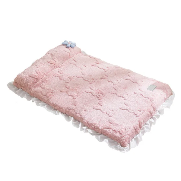 Washable Cat Dog Bed Mat Cushion Comfortable Breathable Pet Bed for Puppy Kittens Pet Cat Dog Pink M