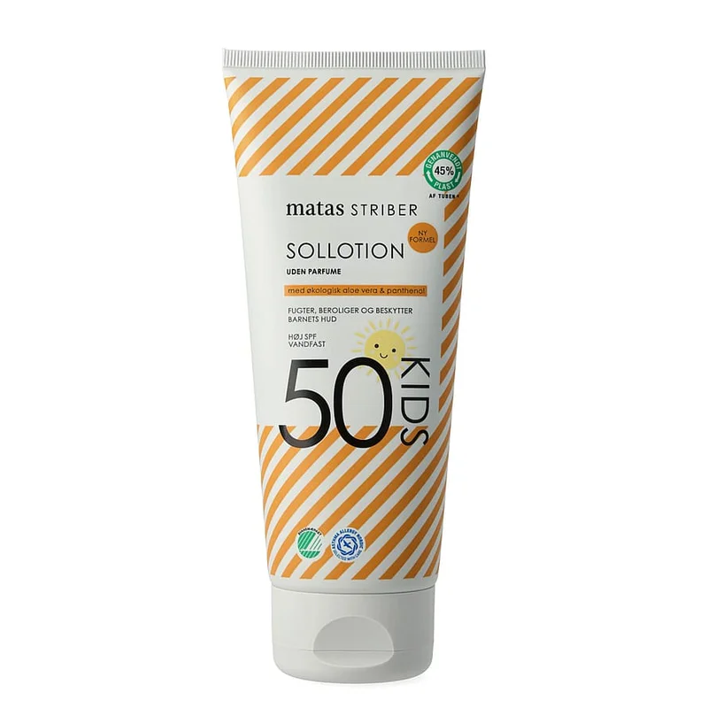 Spar 30% • Køb 2, Matas Striber Kids Sollotion SPF 50 UP 200 ml, Børn & Forældre, Skincare Til Børn, Solcreme Til Børn