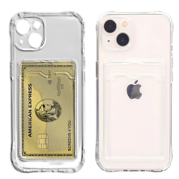 Transparent iPhone 12 Mini Skal med Korthållare och Kameraskydd - Extra Stöttåligt
