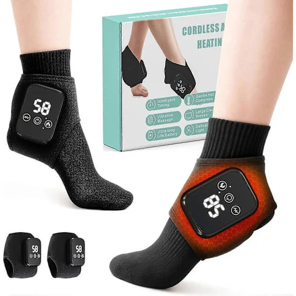 Foot Renew Triple Method Massager – 3-in-1 Cordless Portable Foot and Ankle Massager, 3 Vibration Modes and 3 Heat Levels for Heel and Arch 2PCS