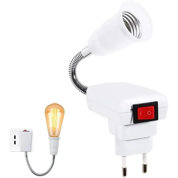 E27 Socket with Wireless Switch, 360 Degree Adjustable LED Bulb Lamp Holder for Office Bedroom Kitchen Wall Lamp, Bedside Reading Lamp (No Bulb)