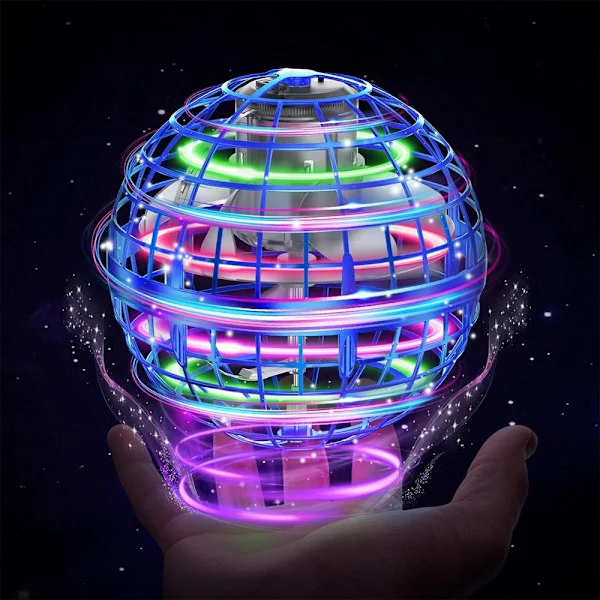 LED Flygende Ball - Flygende Ball med LED-lys, Drone Flygende Ball Svevende Leke, Bursdagsgaver til Barn