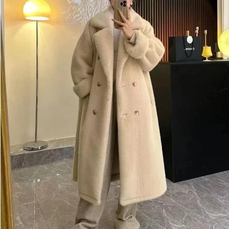 AliExpress - Femmes longue épaisse fausse fourrure Maxi veste Colorblock automne hiver manteau chaud luxe ceinture fourrure Parkas Bontjas fourrure 