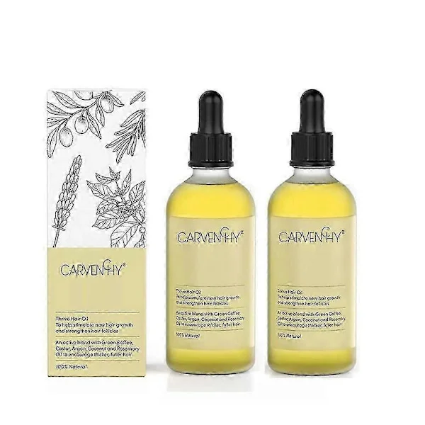 2x 60ml Carvenchy Natural Hair Growth Oil, Veganic Natural Hair Growth Oil Anti Hair Loss Treatments Nourishing Scalp