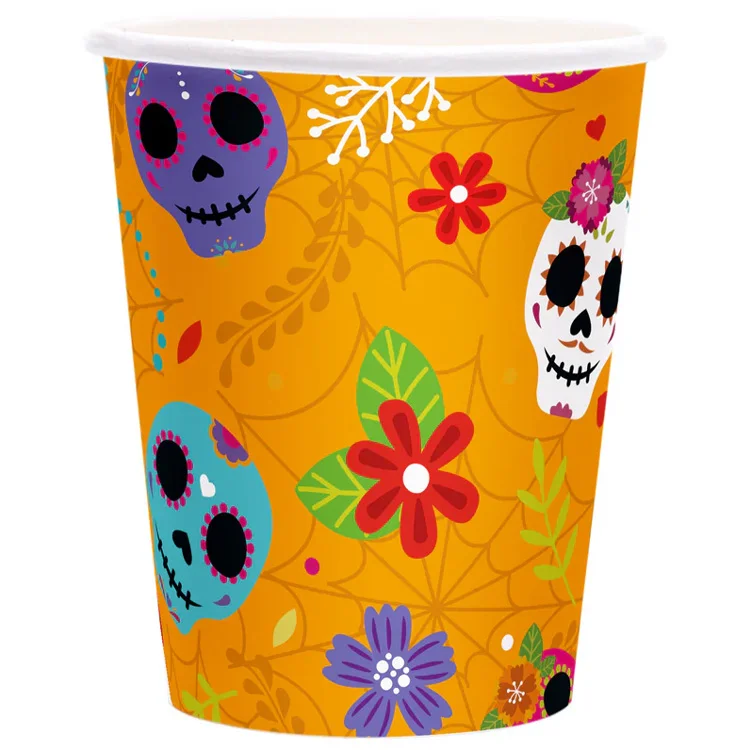 Day Of The Dead Pappersmuggar 220ml 6-pack - Halloween Dekoration - Kalaslagret.se