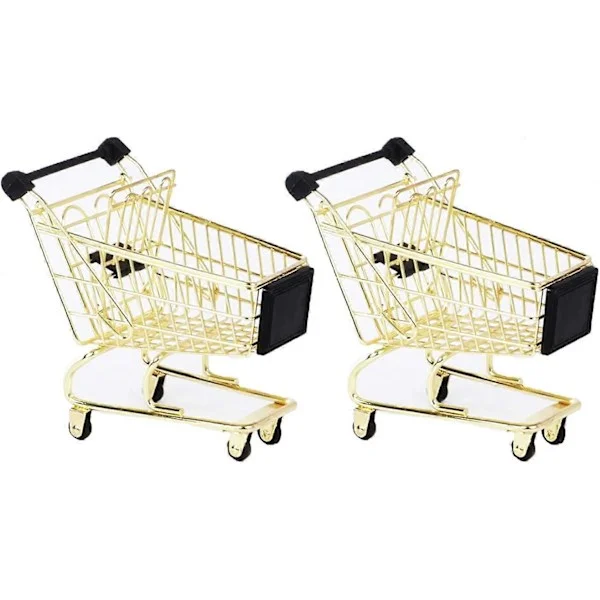 2 stk. Mini Metal Indkøbsvogn, Mini Indkøbsvogn Supermarked Håndvogn Trolley Håndvogn Legetøj Indkøbsvogne
