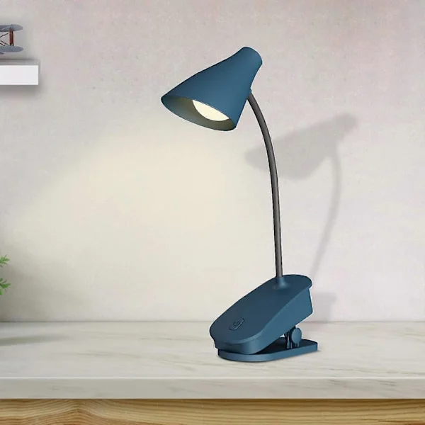 Lampa Klämma Skrivbordslampa LED Förvaring Bärbar Skrivbordslampa Sovrum Sänglampa Klämma Nattlampa USB-laddning Present Skrivbordslampa Blå