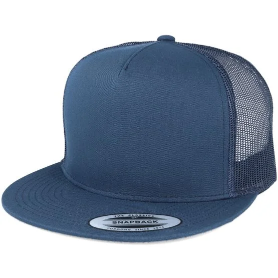 Yupoong - Classic Navy A-Frame Trucker Snapback Trucker Blue Cap - @ Hatstore