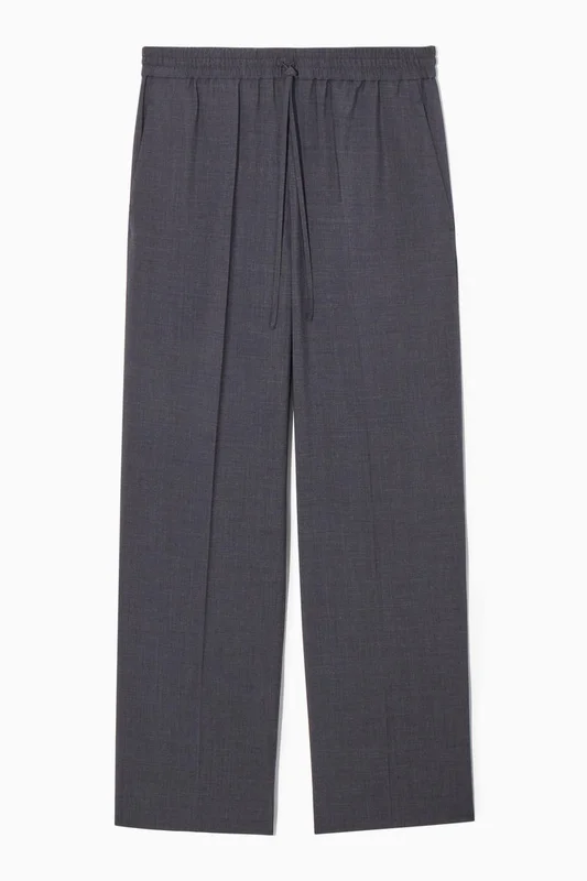 COS Women's Wool Drawstring Trousers in Blue