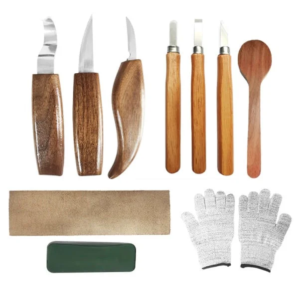 10 Pcs Wood Carving Tools, Wood Carving Kit with 3 Wood Chisels, 3