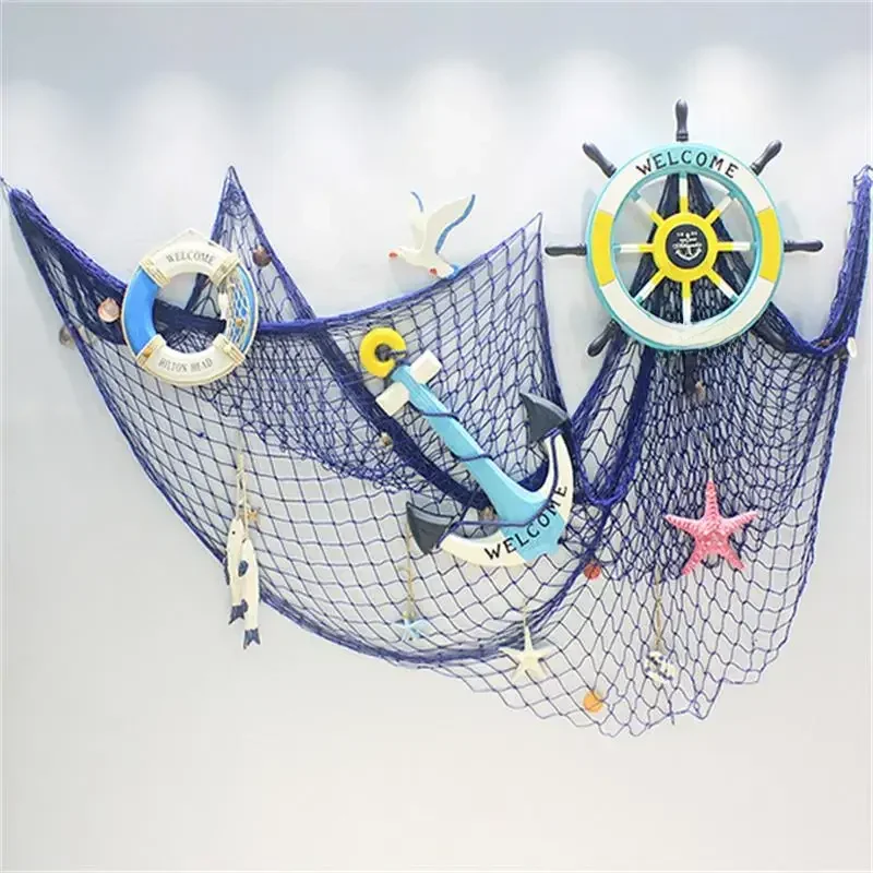 AliExpress - Filet de Pêche Décoratif de Style Nautique Rouge et Bleu, Décoration Murale de Plage Marine, Bouée de Sauvetage, Artisanat de Maison, 