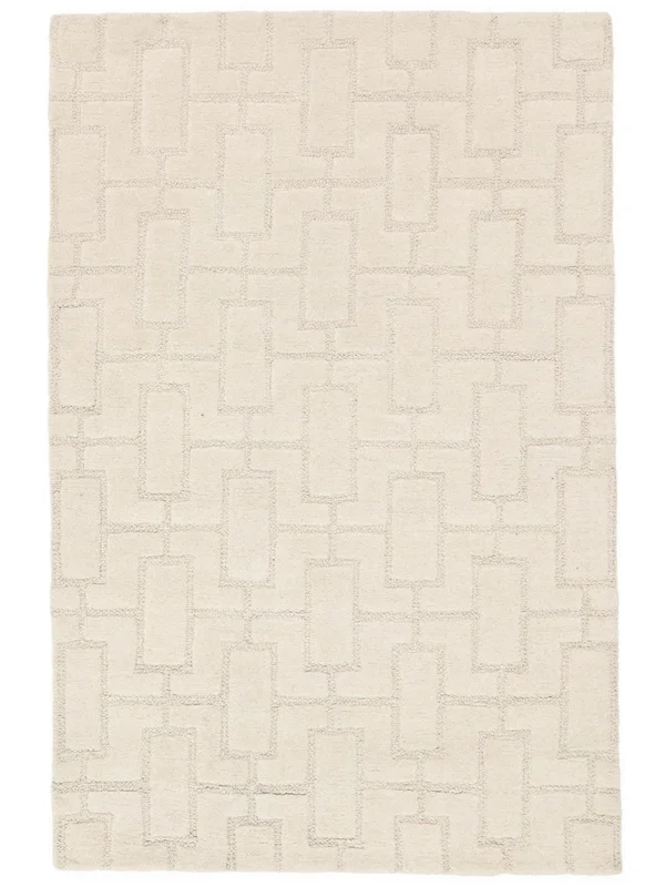 Geometric Small Alley Rug - Ivory White 140X200 Wool, Classic Style