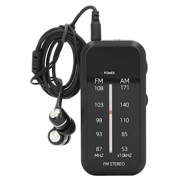 Fickradio Mini AM FM Stereoradio AAA Batteridriven Bärbar Radio med Hörlurar för Inomhus Utomhus Nödsituationer