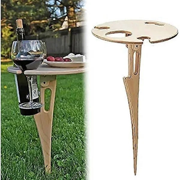 Soolike Bærbart Piknikbord i Tre, Mini Sammenleggbart Bord, Vinbord for Hage, Utendørs, Camping, Piknik, Strand