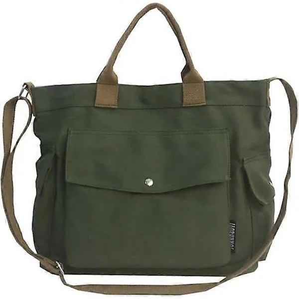 Canvas Tote Bag för Kvinnor Stor Crossbody Tote Bag Med Flera Fickor Canvas Crossbody Bag Topphandtag Axelväska Arbetsväskor grön