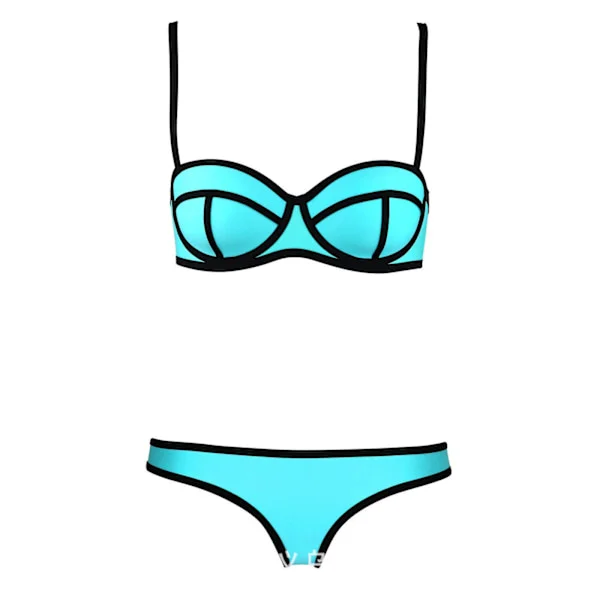 [13R] Bikinisett Trendy Kromatisk Farge Sexy Lin Badetøy L Svart LSS