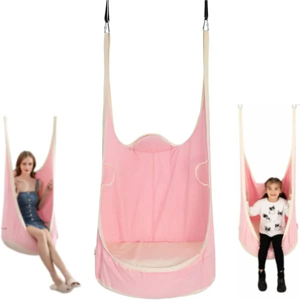 Oppgradert Hengende Pod Swing Stol for Barn med Oppblåsbar Pute